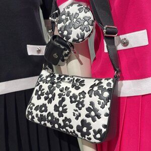 MICHAEL KORS Jet Set Sm Sequined Floral Print Crossbody w Case for Apple Airpods